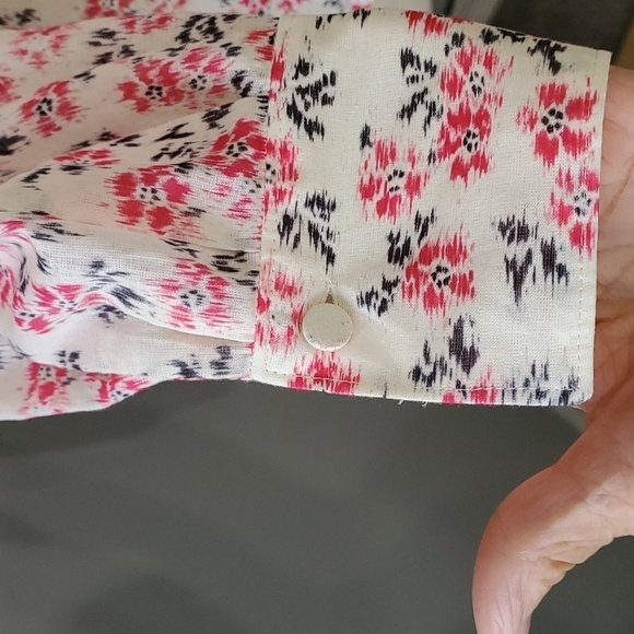 Rebbeca Taylor boho blouse. Pink and gray floral print. Long sleeves. Sm… - Picture 3 of 9